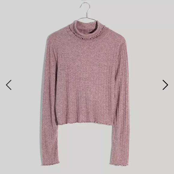 Madewell NWT Ribbed Long-Sleeve Turtleneck Crop Top - Picture 2 of 8